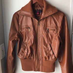 Faux Leather Aviator-style Jacket